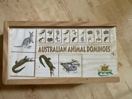 Australian Animal Dominoes game wooden box good condition