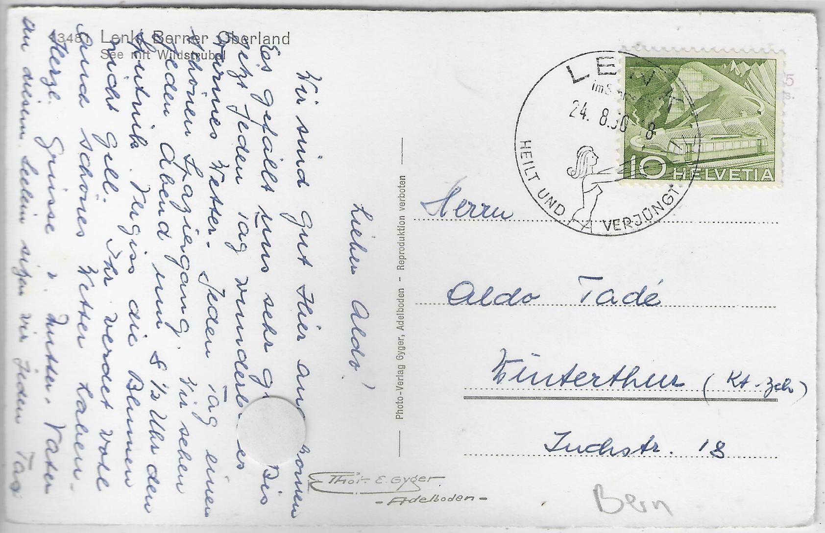 Cartoline postali: Lenk mit See - Photo: E.Gyger – Usato da Ettingen venduto da Kartenplanet 1