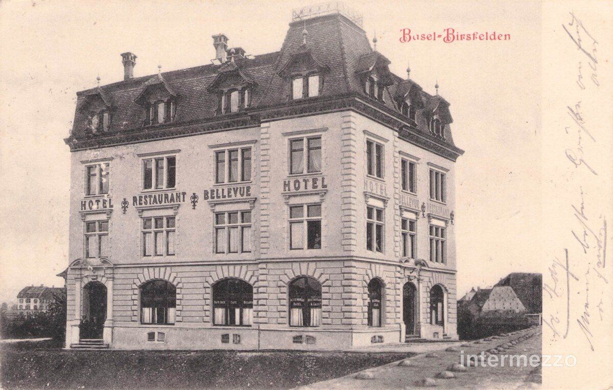 Cartoline postali: Birsfelden // 1905 Hotel Restaurant Bellevue – Usato da Basel venduto da intermezzo12