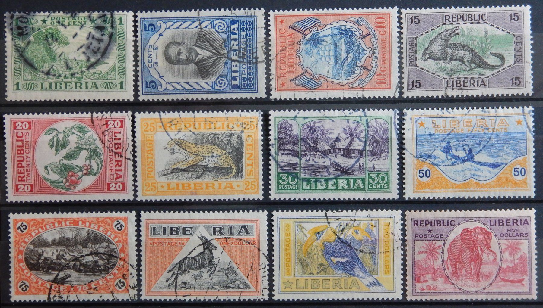 Tutti i francobolli: Liberia Kat. 191-202 gest. 1920 – Usato da Zürich venduto da Muehlekauf