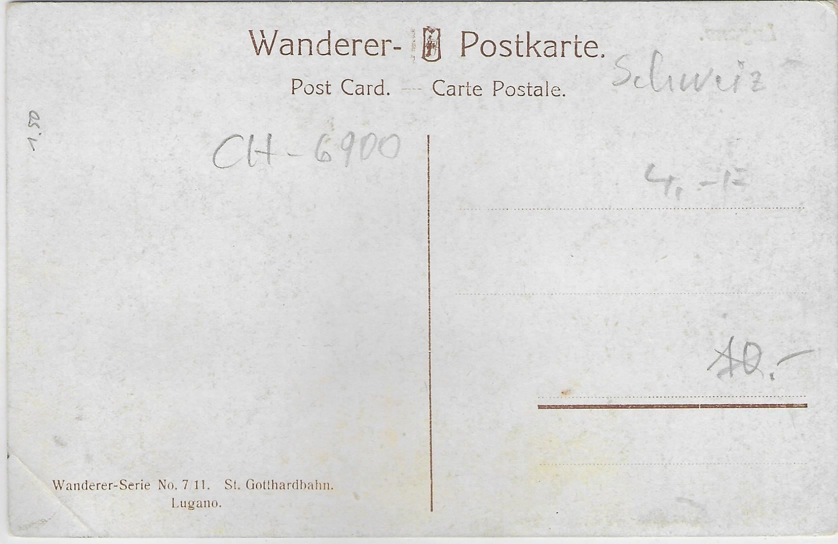 Cartes postales: St. Gotthardbahn - Lugano - Wanderer- – Antique à Ettingen par Kartenplanet 1