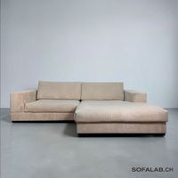 Ecksofa Beige-Creme aus Cordstoff