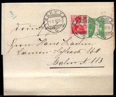 SCHWYZ, 1.V.10  Streifband  5 Rp. mit Zusatzfrankatur 10Rp