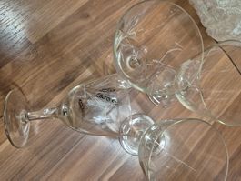 4er Set Vintage Weingläser mit Golddekor - K2