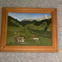 Ölgemälde - Alpenlandschaft - Chalet/Kühe - signiert