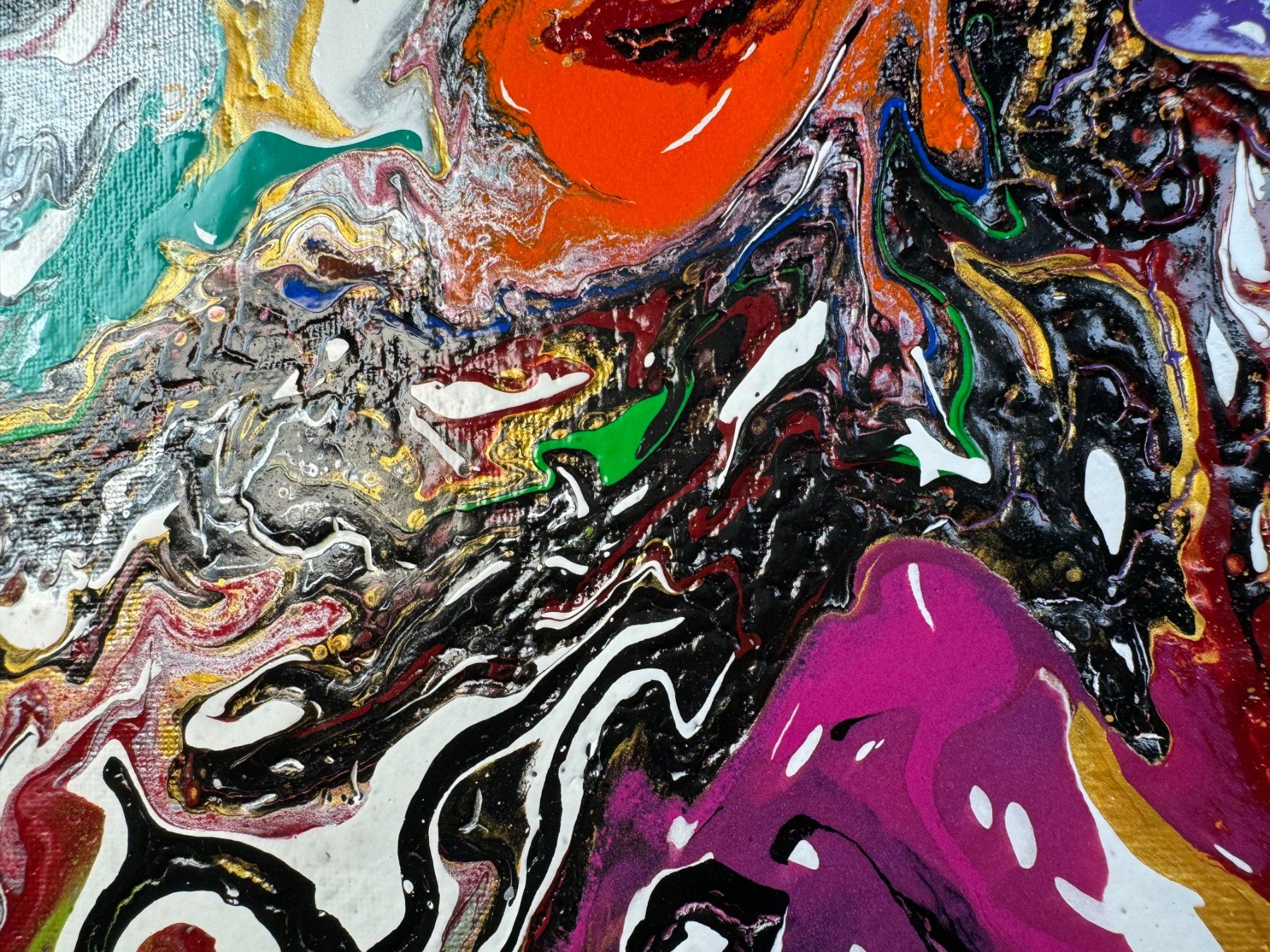 Dipinti: Acryl-Flüssigmalerei, Sechseck – Usato da Schlieren venduto da MayaSheng1983 1