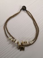🤩BOHO-CHIC ETHNO FUSS-KETTE MIT PERLMUTT UND ELEFANT NEU