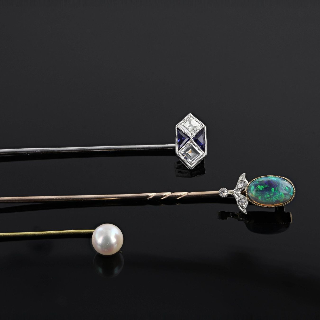 Spille & Fermagli: Opal Diamant Krawattennadel – Usato da Zürich venduto da Vintage-Jewellery 2