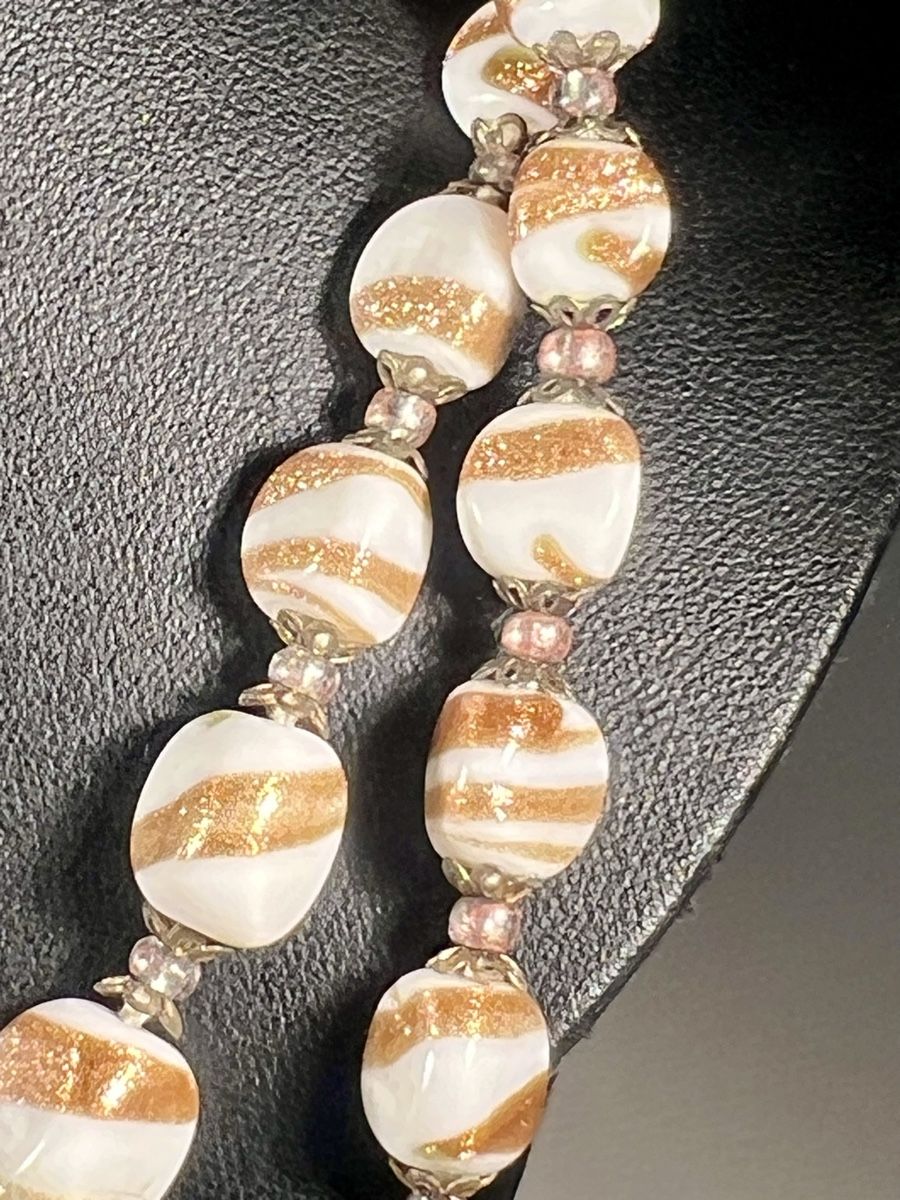 Murano Catenine: Collier Murano Blanc Doré Double Rang fait main, 50s – Usato da Genève venduto da DELIRBEADS 3