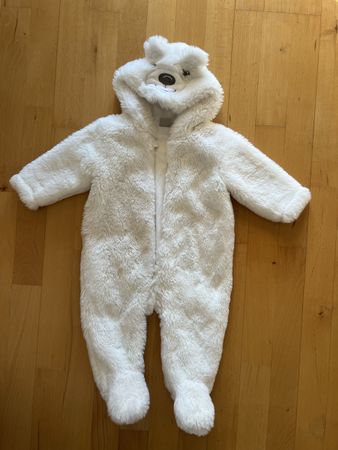 Baby Overall Bär Smile weiss Plüsch Grösse 68