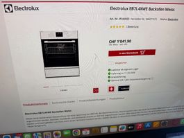 Neuer Backofen Electrolux EB7L4XWE 55cm 2Jahre Garantie!