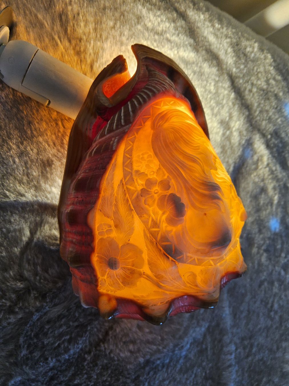 Lampade: Antike Art Déco geschnitzte Conch Shell, ca 1920, Lampe – Usato da Zürich venduto da sanwit 6