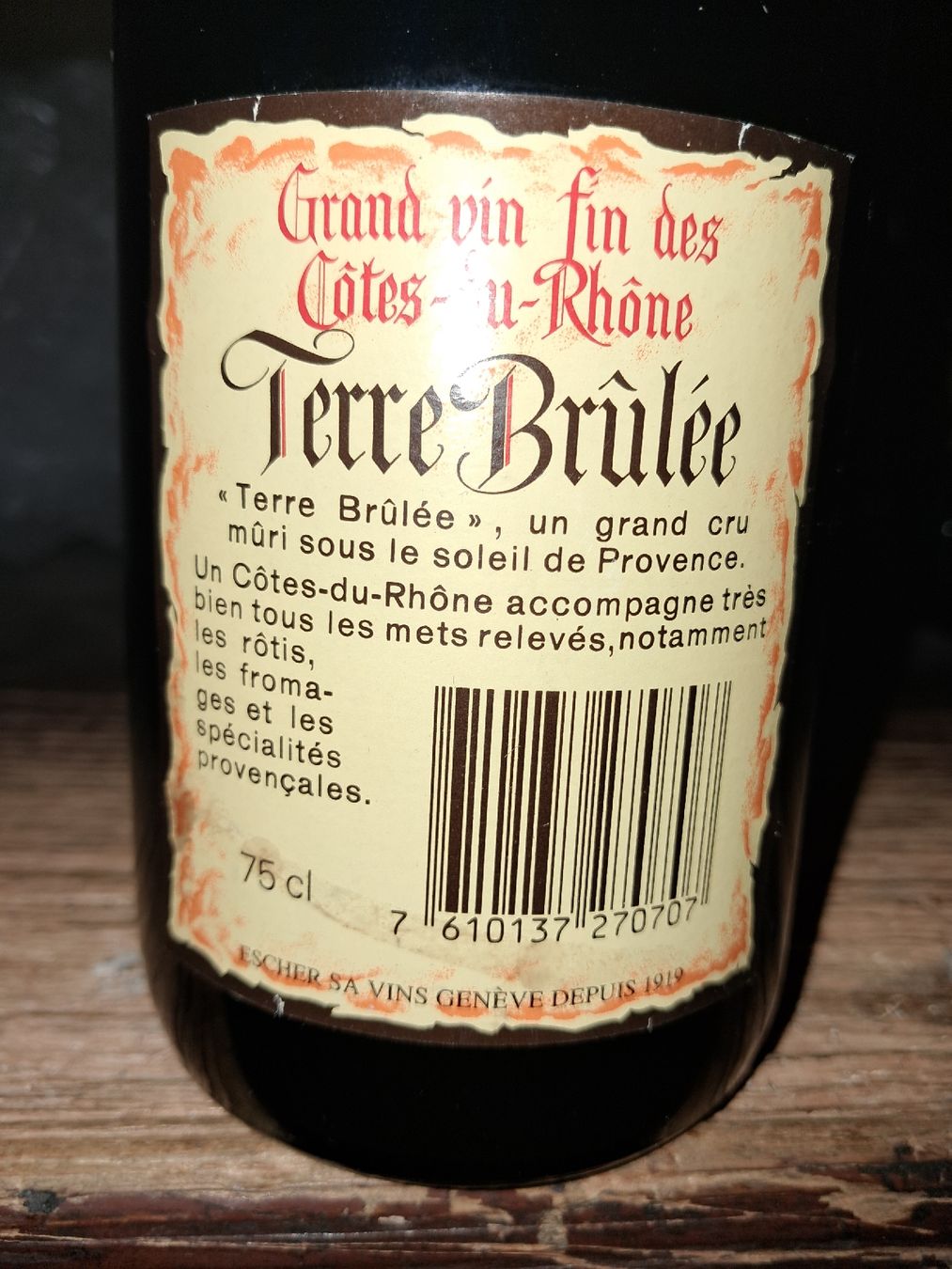 Vins: Terre Brûlée Côtes-du-Rhône 1995 – Neuf avec emballage d'origine à Le locle par juliensaran 4