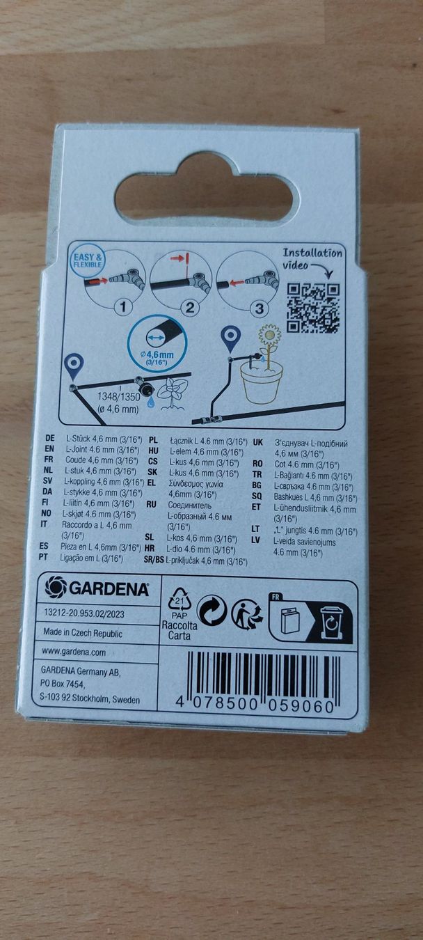 Gardena Unità & Adattatore: Gardena Micro-Drip-System: L-Verbindungsstück, 4.6mm – Nuovo e nell'imballaggio originale da Rheinfelden venduto da seler01 1