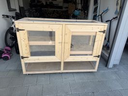 Kleintiergehege Holz mit mehreren Ebenen 155x56x110cm