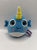 Peluche narval réversible SnooZees bleu/jaune