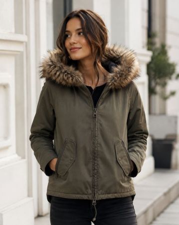 Kurzparka olive abnehmbarer Fellbesatz von Marc OPolo