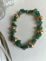 Armband (Aventurin / Jadeit) – Boho Stil mit Gold-Akzenten