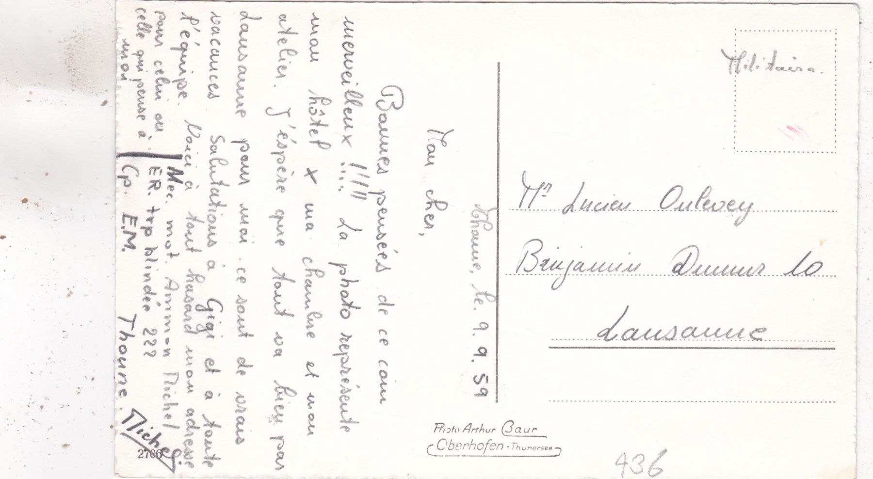 Cartoline postali: Thun Dufour Kaserne – Usato da Herisau venduto da Lisegrat2008 1