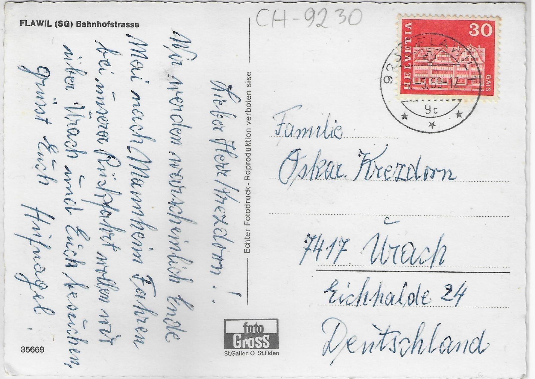 Cartoline postali: Flawil SG - Bahnhofstrasse – Usato da Ettingen venduto da Kartenplanet 1