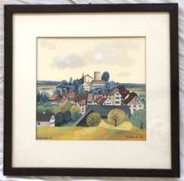 Naives Gemälde - Aquarell - "Regensberg ZH" von 1980