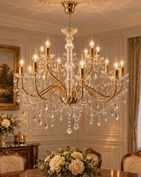 Kronleuchter Vintage Barock Gold / Acryl – 15x E14 – NEU