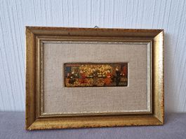 Tableau miniature persan ancienne avec cadre doré décoré