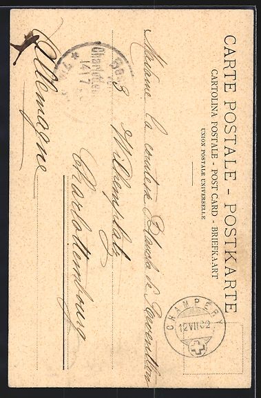 Cartoline postali: Champéry, Ortspartie mit Holzhäusern – Usato da Berlin venduto da bartko-reher 1
