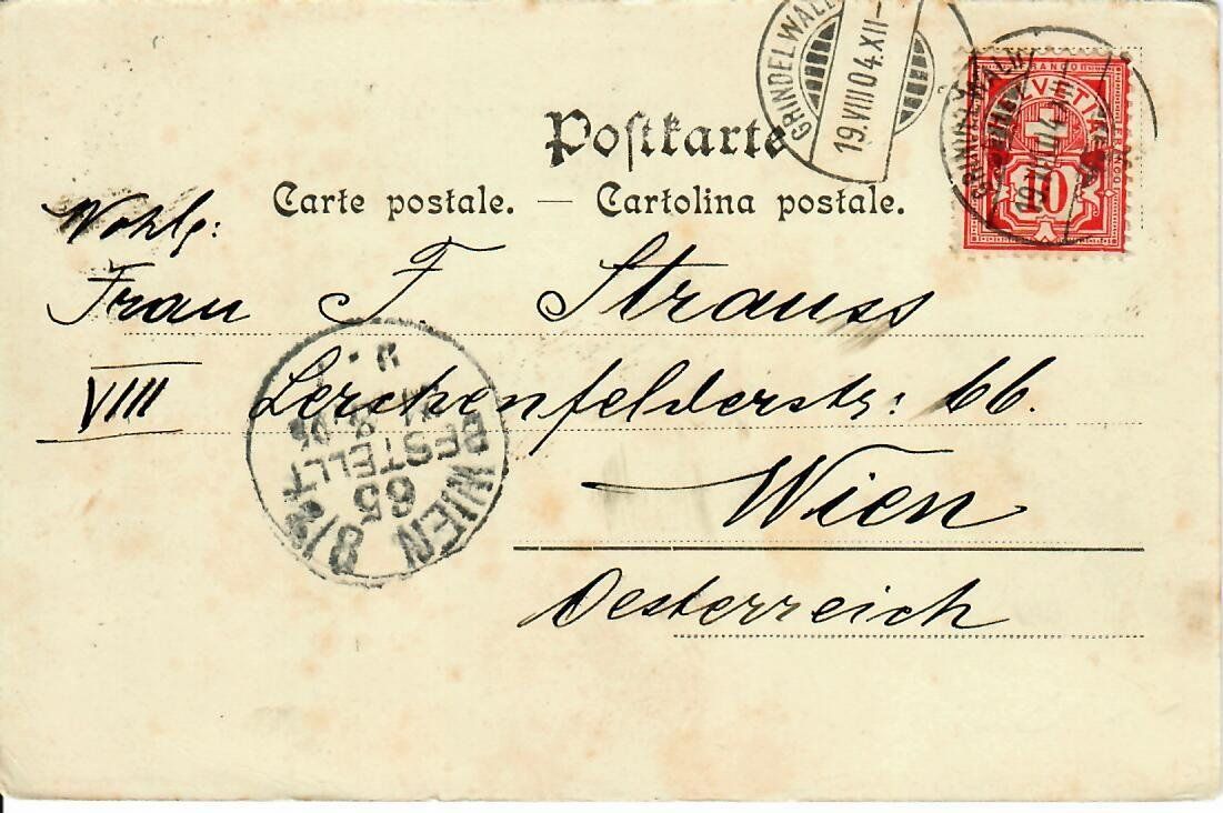 Ansichtskarten: Gruss von Grindelwald  1904 – Gebraucht aus Hochdorf von Ziegel-16 1