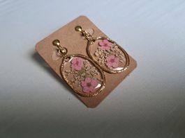 Blumen Ohrclips Trockenblume Clips Frühling Rosa Pink NEU