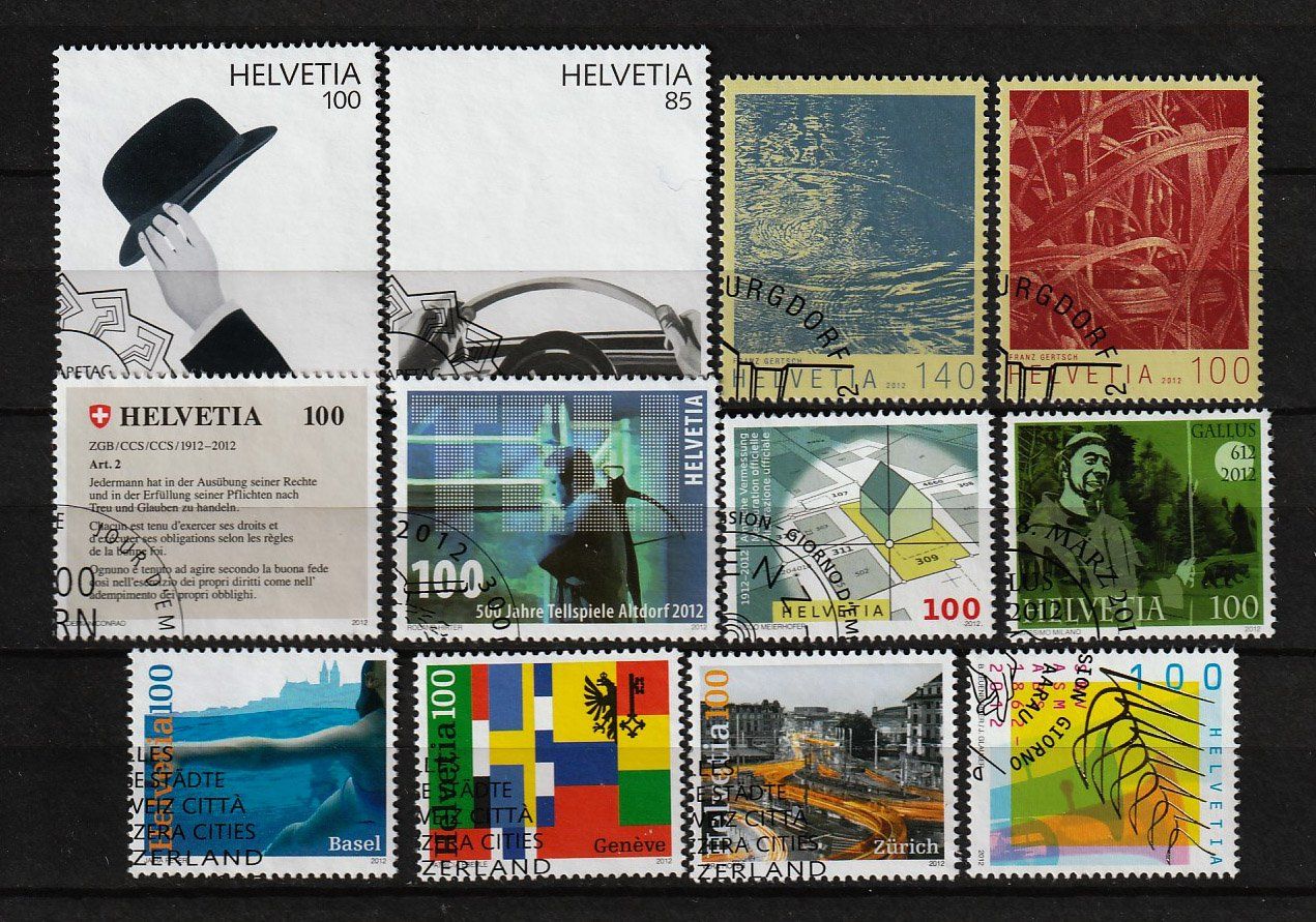 Alle Briefmarken: 2012 Div. Schweizer Briefmarken ETS – Gebraucht aus Arlesheim von gaugi43