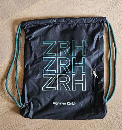 Turnbeutel Flughafen Zürich ZRH schwarz neu