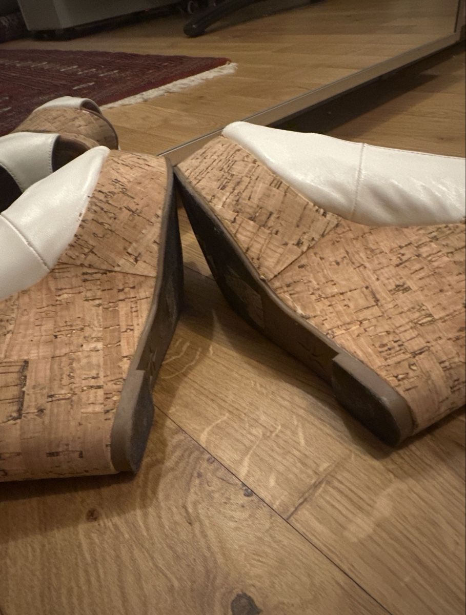 Damenschuhe: white wedge shoes size 38 peep toe slingback – Gebraucht aus Bouveret von dou_g8q7 4