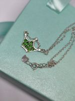 Feine Diopside Krone Kette Siber 925 gestämpelt
