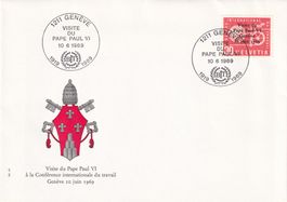 FDC Visite du Pape Paul VI 10.6.69 Genève