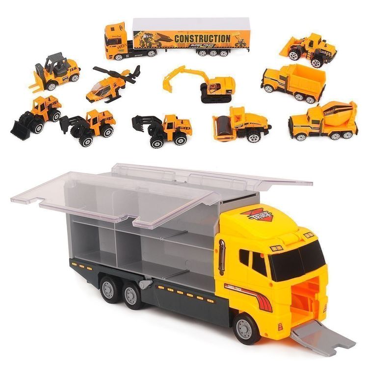 HEALSOPTHY Bau-LKW Spielzeug Set - 4 Baufahrzeuge Mit Schraubendreher