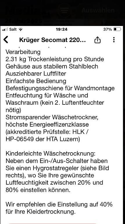 Krüger Deumidificatori: Krüger 220 Wäschetrockner Secomat – Usato da Gross venduto da rue_9znh 4