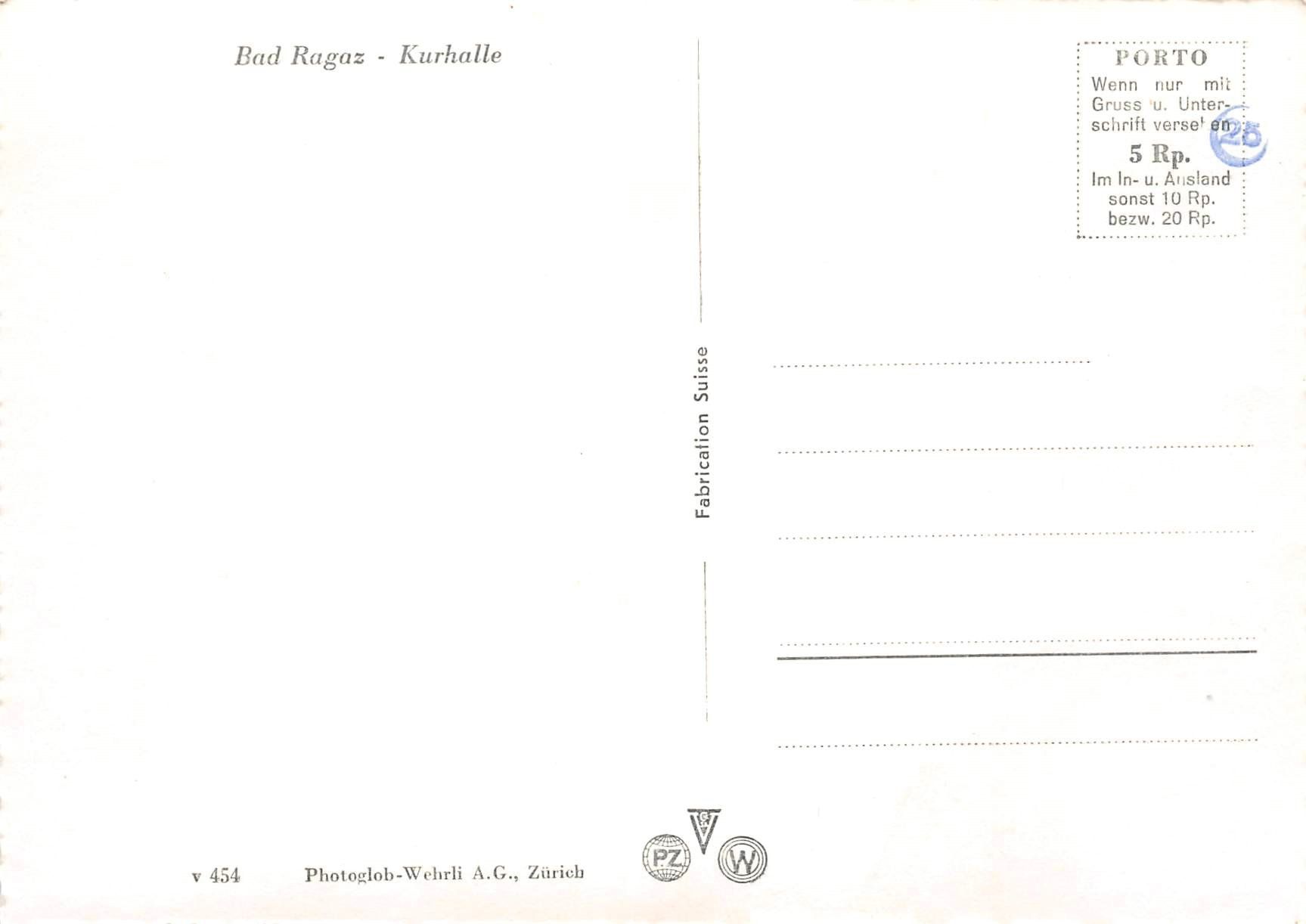 Cartoline postali: 2x Bad Ragaz – Usato da Ottikon b.Kemptth. venduto da Neptun1974 1
