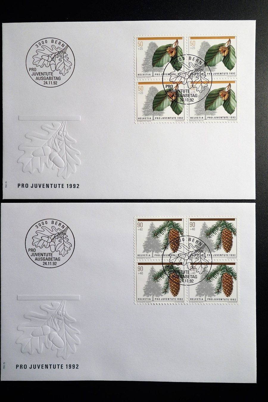 Tutti i francobolli: 1992 5 FDC mit Viererblöcken "Waldbäume" – Nuovo (secondo la descrizione) da Mettmenstetten venduto da Sutasso 2