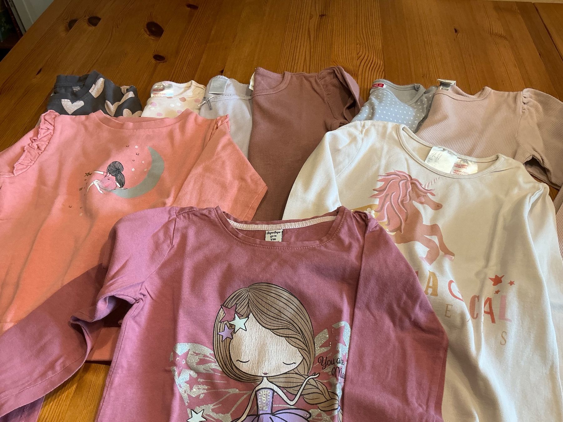 Ensembles coordonnés: Mädchen Shirts + Pullis,  9er-Set,  Gr. 116,  div. Marken – D'occasion à Aesch BL par Fortexx 1