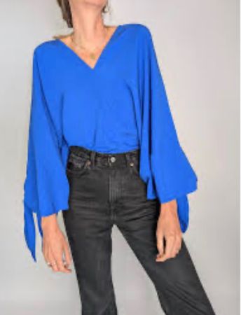 ZARA L XL /NP49CHF Viscosa Liocel Cobalt Bluse