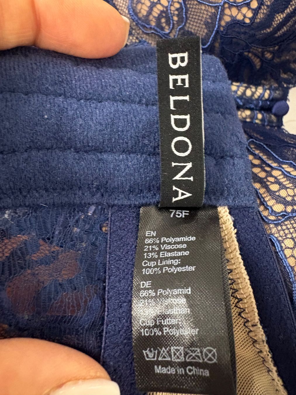 Beldona Altra biancheria intima: Beldona blauer Spitzen BH, Grösse 75F – Nuovo (secondo la descrizione) da Regensdorf venduto da secondchancefashion 5
