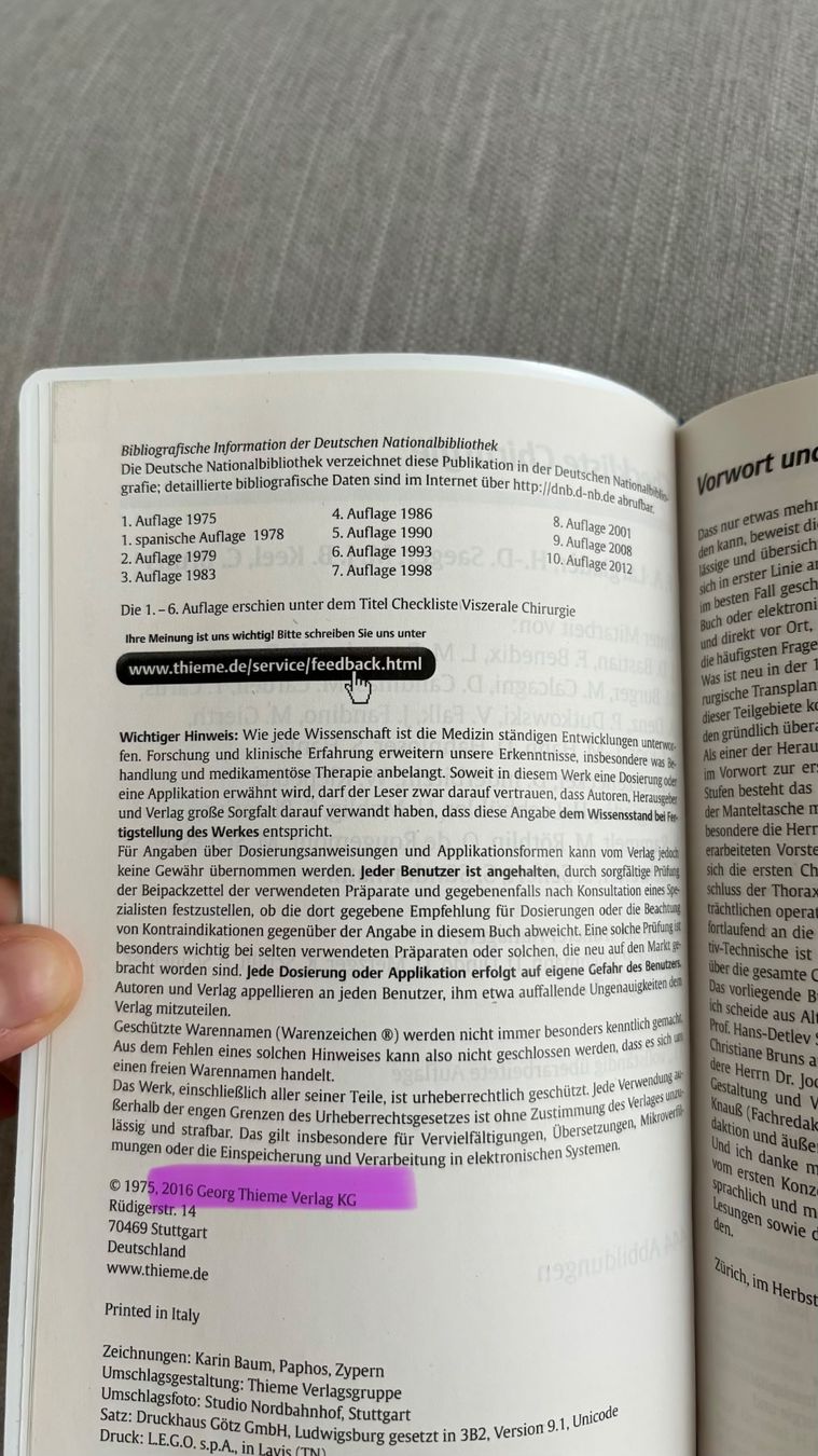 Libri: Checkliste Chirurgie 11. Auflage – Usato da Seengen venduto da sa_land 9