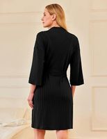Damen Bademantel Kimono kurz | gerippt | schwarz | L