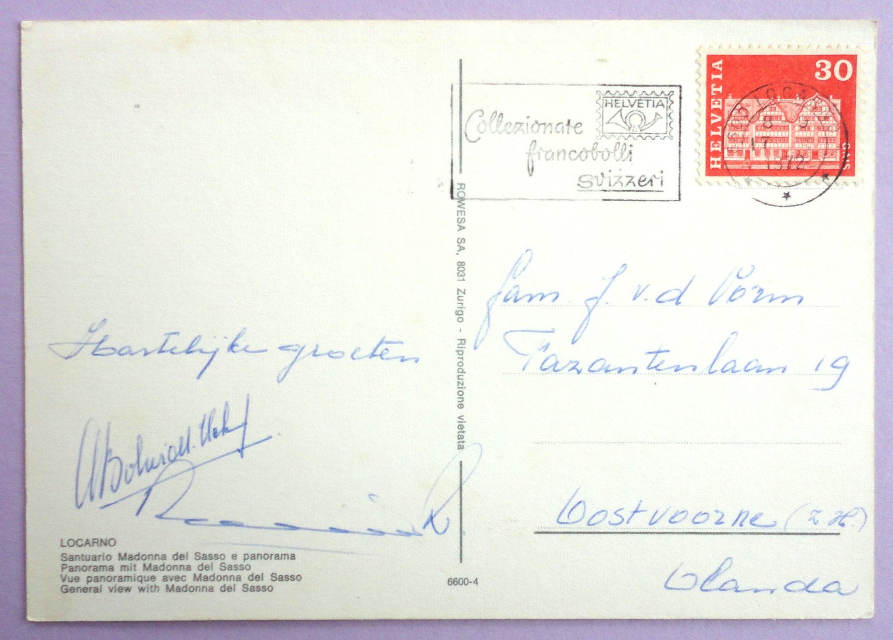 Cartoline postali: Locarno - Madonna del Sasso e panorama – Usato da Fétigny venduto da Billy2miny 1