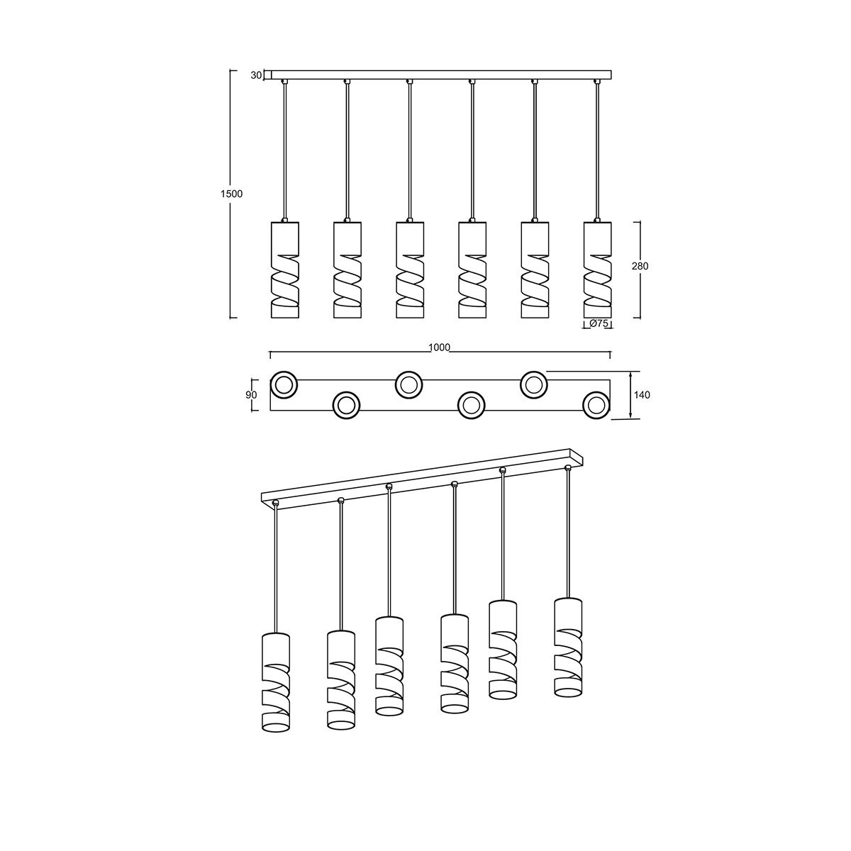 Kronleuchter & Deckenlampen: Pendelleuchte, Weiss, 100 cm x 14 cm – Neu (gemäss Beschreibung) aus Kreuzlingen von Smart-Light 4