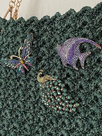 NEUE edle Tannen-grüne Crochet Handtasche (Handmade)