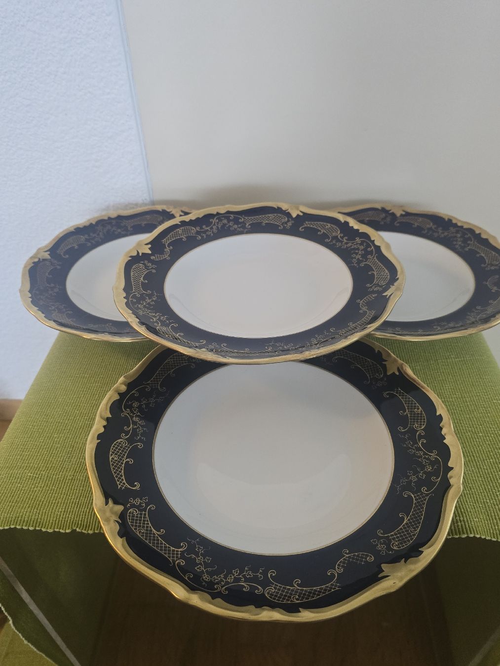 Piatti: Echt Kobalt Suppenteller Reichenbach 4 stk – Usato da Thal venduto da Vintagekeller