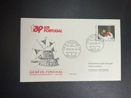 TAP Air Portugal Erstflugbrief Genf-Funchal 1986