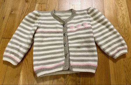 Gestreifte Strickjacke, Handgestrickt, Grösse 98/104